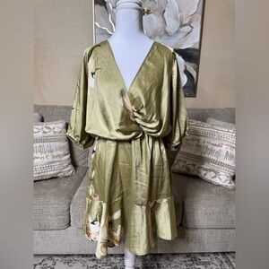 Zara- Olive Green Floral Women’s Dress